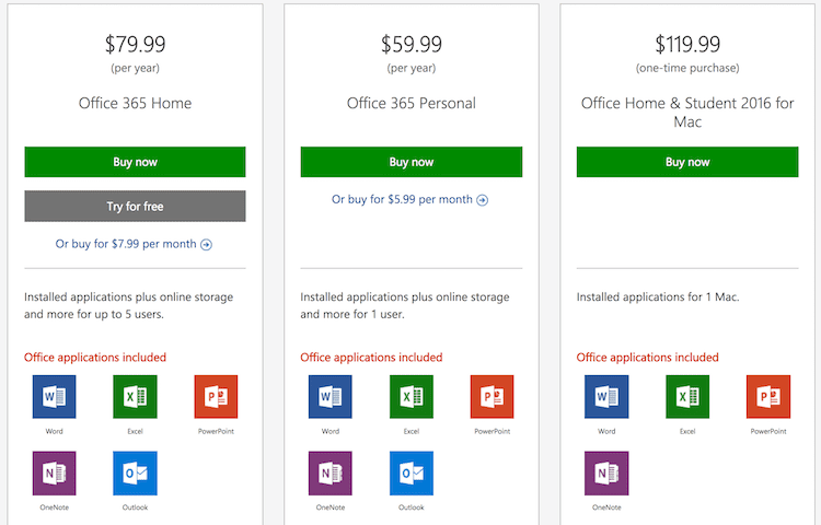 cost of latest microsoft work for mac